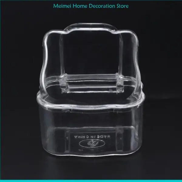 H7BF Bird Feeder with Perch Clear Acrylic Dispenser for Lovebird Canary - Image 8