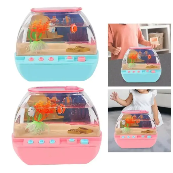 Creative Artificial Aquarium Toy Cartoon Lovely Mini Simulation Fish Tank with Music Electric Music Interactive Aquarium Toys - Image 2