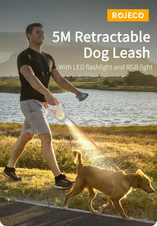 ROJECO 5M Retractable Dog Leash Automatic LED Light Luminous Roulette Leash Rope For Dogs Adjustable Pets Dog Walk Running Leads - Image 11