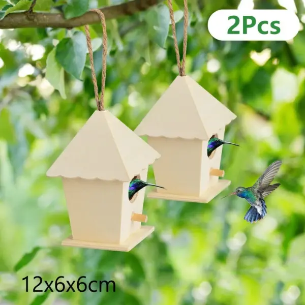 Wooden Mini Bird Cage Outdoor Hanging Birdhouse Box Garden Bird Cages Home Yard Decoration Bird Products Wooden Bird Parrot Nest - Image 8