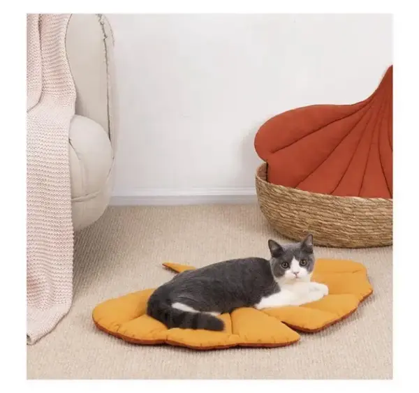 Katzen bett matten weiche Baumwolle Blatt geformt Kätzchen Katze Hündchen Bett matte Schlaf decke Home Haustiere doppelseitige Pad Boden teppiche wasch bar