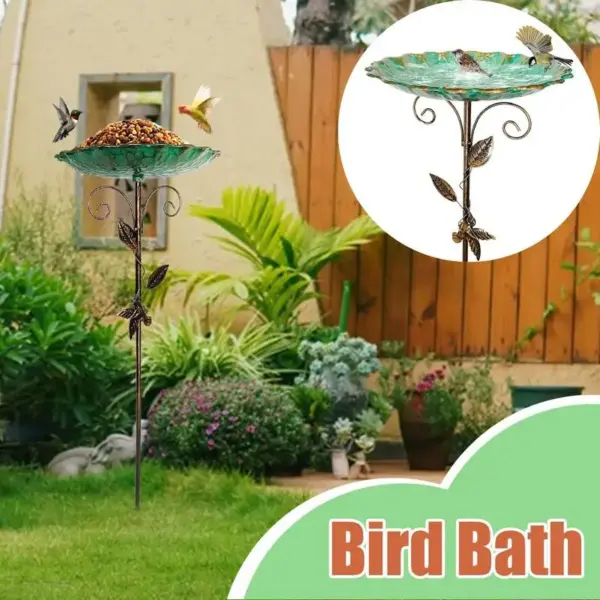 Bird Bath Bowl Patio Birdfeeder Metal Standing Birdbath Bowl Decorations Frost-proof Height Adjustable For Backyard Deck Balcony - Image 3