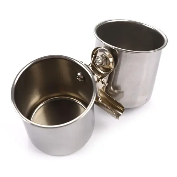 Stainless Steel Birds Parrot Feeder Round  Aviary Pet Food Water Feeding Bowl - Image 3