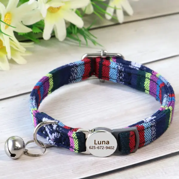 Personalisiertes Nylon-Katzenhalsband mit Schnellverschluss für Welpen und Katzen, Sicherheitshalsbänder für Haustiere, Kätzchen, kostenlos graviert, verstellbar - Image 4