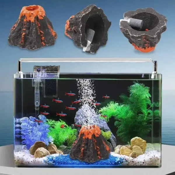 Aquarium Volcanic Bubble Stones Oxygen Pump Fish Tank Decor Bubbling Hiding Cave Resin Aeration Stone Water Quality Silent Aquas - Image 6
