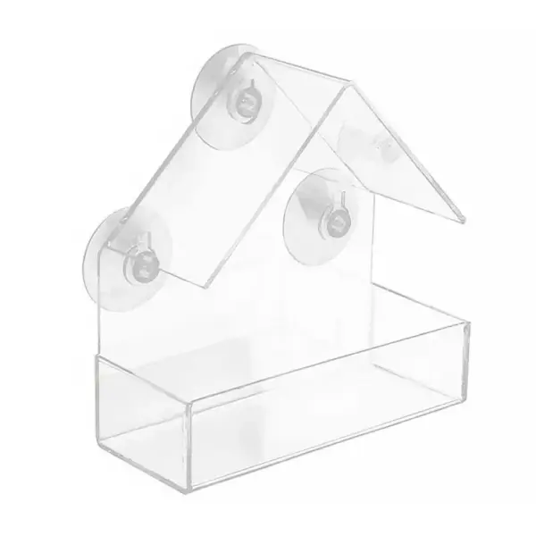 Practical Bird Feeder Transparent Food Dispenser House Outdoor Window Birdfeeder Water for Finches Chickadees - Image 14