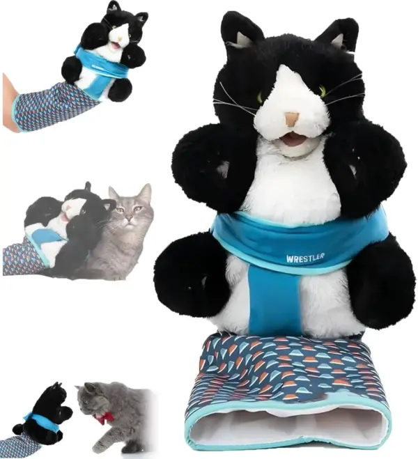 Katzenpuppe, Wrestler, Katzen-Wrestling-Spielzeugpuppe, interaktive Handpuppe mit robuster Polsterung für sicheres Spielen, Katzen- und Hundespielzeug