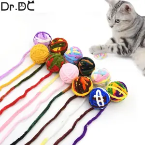Dr.DC Katzenspielzeug für Haustiere sind selbstunterhaltend, zum Kauen und Necken von Katzen, Spielzeugbälle aus farbiger Wolle, Hundezubehör, Zappelspielzeug für Katzen, Zubehör