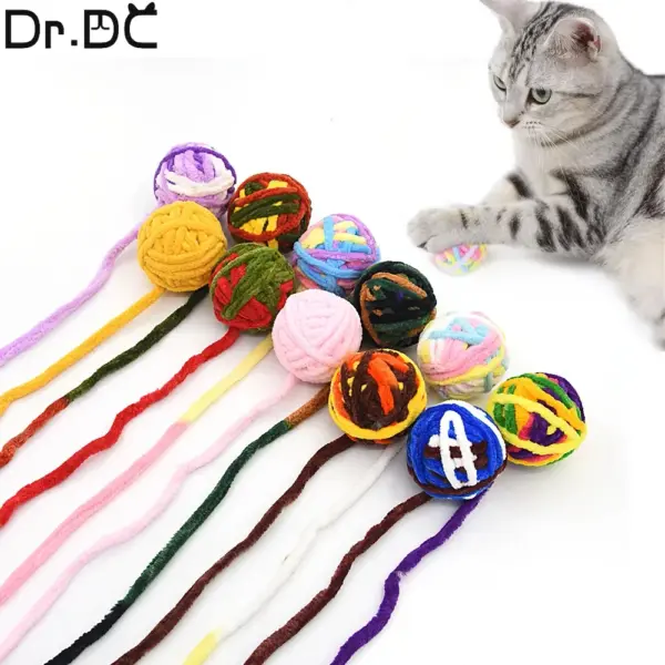 Dr.DC Katzenspielzeug für Haustiere sind selbstunterhaltend, zum Kauen und Necken von Katzen, Spielzeugbälle aus farbiger Wolle, Hundezubehör, Zappelspielzeug für Katzen, Zubehör