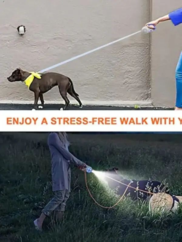 Retractable Dog Leash with Flashlight   Front Safety Led Light  360°Tangle Free Training Leash - Image 10