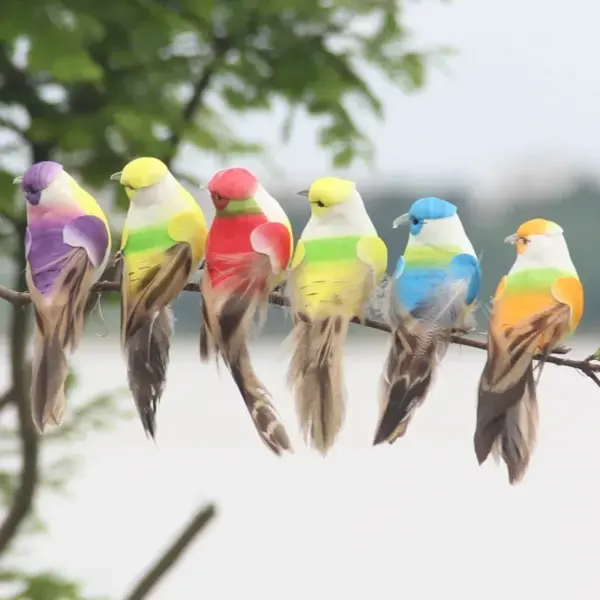 Hot 2pcs Simulation Feather Birds with Clips for Garden Lawn Tree Decor Handicraft Red Birds Figurines Home Decoration - Image 9