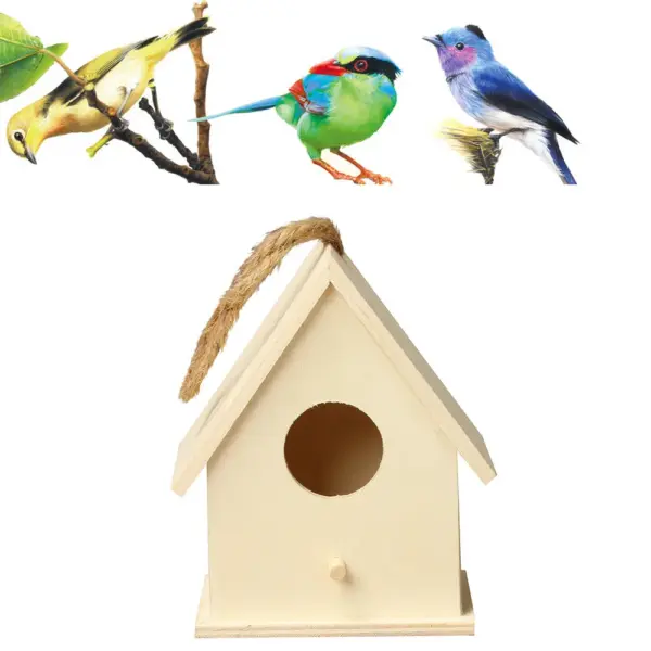 Wooden Mini Bird Cage Outdoor Hanging Birdhouse Box Garden Bird Cages Home Yard Decoration Bird Products Wooden Bird Parrot Nest - Image 16
