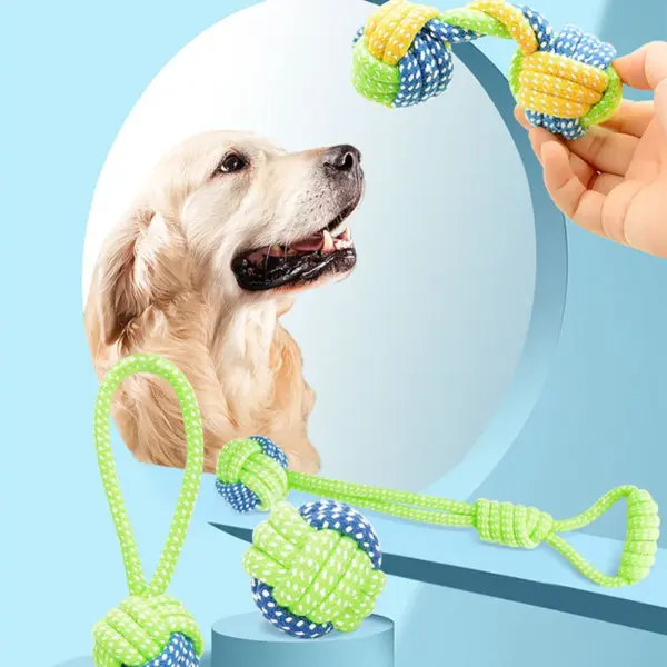 Haustier-Hundespielzeug für große und kleine Hunde, interaktives Baumwollseil, Mini-Hundespielzeug, Ball für Hunde, Zubehör, Zahnbürste, Kauspielzeug für Welpen - Image 4