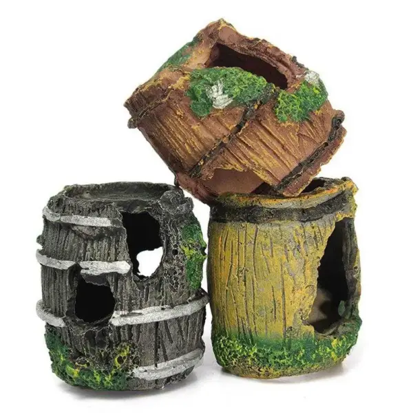 Aquarium-Ausrüstung, Zubehör, Glas, Aquarium, Landschaftsbau, Dekoration, Kunstharz, Kunsthandwerk, künstliche antike Fässer, Aquarium-Dekoration - Image 7