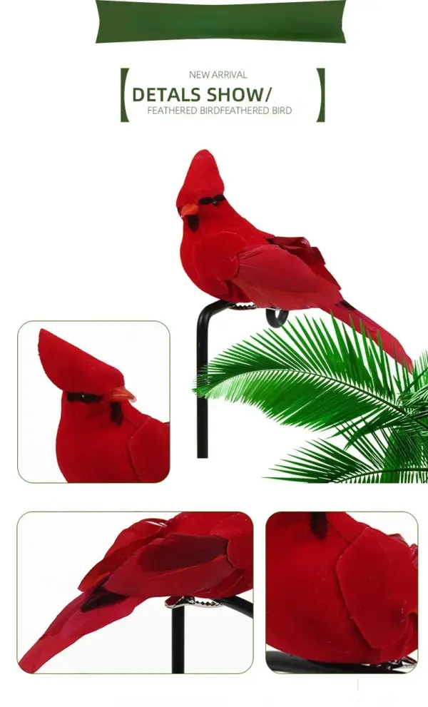 Hot 2pcs Simulation Feather Birds with Clips for Garden Lawn Tree Decor Handicraft Red Birds Figurines Home Decoration - Image 24
