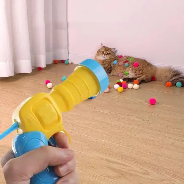 Katzen spielzeug interaktives Start trainings spielzeug für Haustier Kätzchen kreative Mini-Schieß waffen spiele Stretch Plüsch ballspiel zeug Haustier bedarf - Image 13