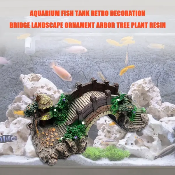 Aquarium Zubehör Laube Baum Pflanze gefälschte Landschafts bau Aquarium Ornament künstliche Brücke Steingarten Harz Aquarium Ornamente - Image 4