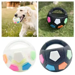 Tier-Hundespielzeug, Fußball, langlebig, TPR, interaktives Katzenballspielzeug mit Griff, Zähneknirschen und Training