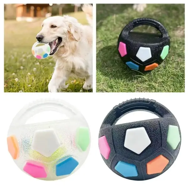 Tier-Hundespielzeug, Fußball, langlebig, TPR, interaktives Katzenballspielzeug mit Griff, Zähneknirschen und Training