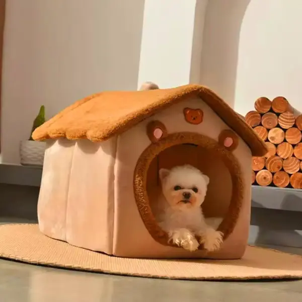 Verdicktes Haustier warmes Haus Katze und Hundehütte Winter warm universell für alle Jahreszeiten abnehmbar und wasch bar niedlich neu bequem - Image 3