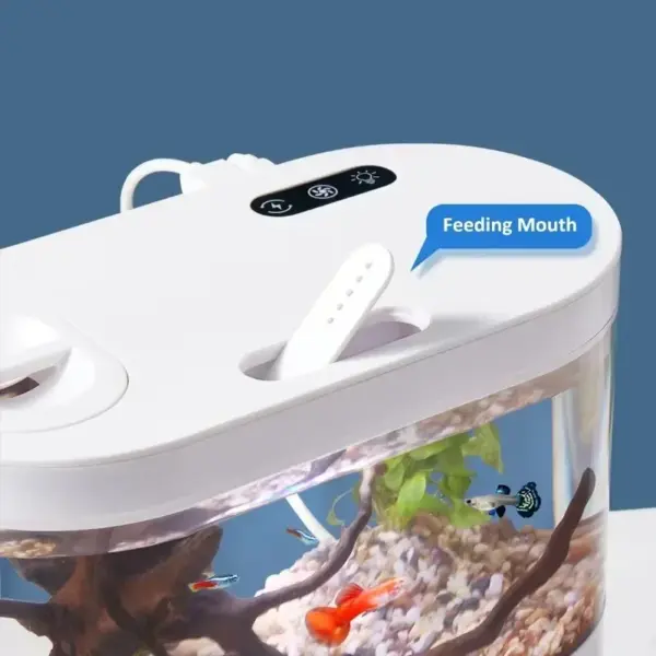 Mini Desktop Kreatives Aquarium USB Eingebaute Wasserpumpe/LED-Licht/Filter Selbstzirkulation Selbstzirkulation Kleiner Goldfischtank - Image 3