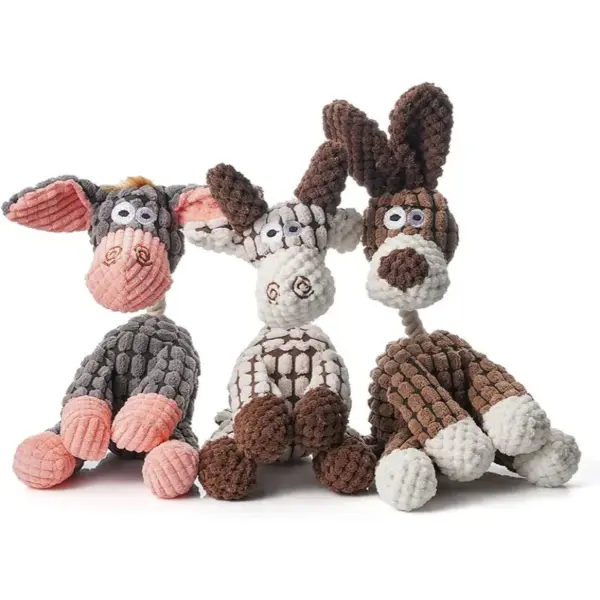 Quietschendes Hundespielzeug aus Plüsch, Eselform, Haustierspielzeug, bissfest, quietschendes Spielzeug für kleine und große Hunde, langlebiges Kauspielzeug für Backenzähne, Trainingsspielzeug - Image 15