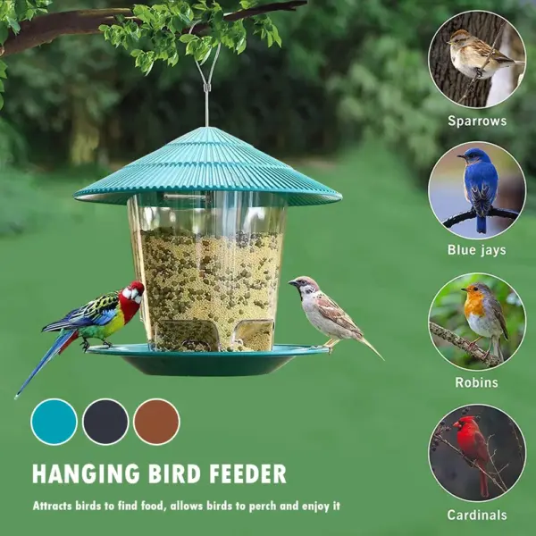 Bird Feeder For Outdoors Hanging Heavy Duty Weather Resistance Wild Bird Feeder Ideas For Bird Lovers Food Container With Rope - Image 12