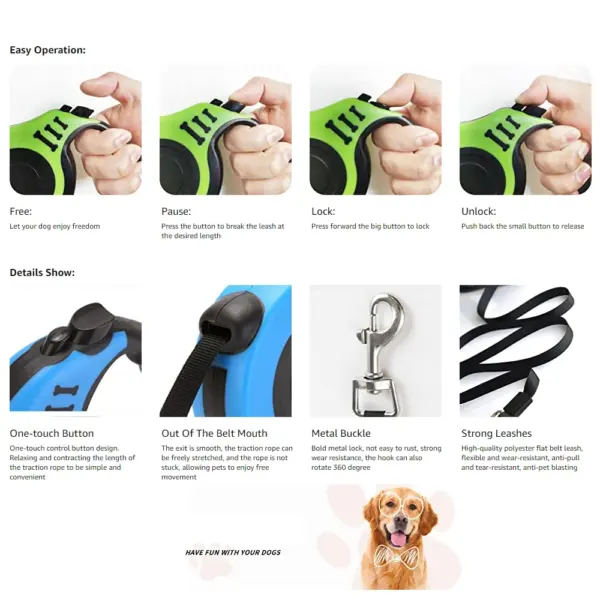3m/5m Retractable Dog Leash Automatic Telescopic Tractor Dog Rope Flexible Nylon  Leash Traction Puppy Cats Dogs Pet Supplies - Image 22