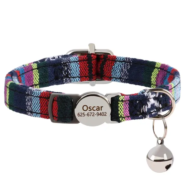 Personalisiertes Nylon-Katzenhalsband mit Schnellverschluss für Welpen und Katzen, Sicherheitshalsbänder für Haustiere, Kätzchen, kostenlos graviert, verstellbar - Image 8