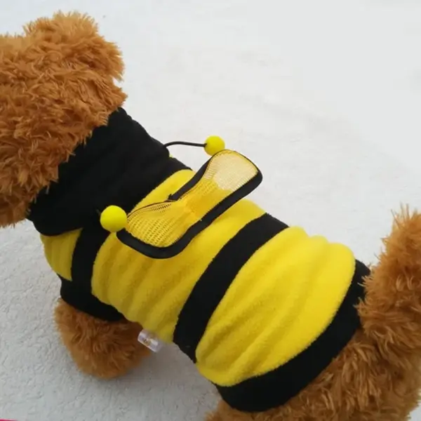 Bee Pet Puppy Coat Apparel Outfit Fleece Clothes Dog Cat Hoodie Fancy Costume  Halloween Cosplay Sweater Dog Hoodies - Image 4