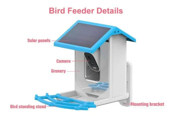 Smart Bird Feeder with Camera 1080P HD Camera Solar Panel Low Power Night Vision IPX6 Waterproof 4G or WIFI Connect - Image 15