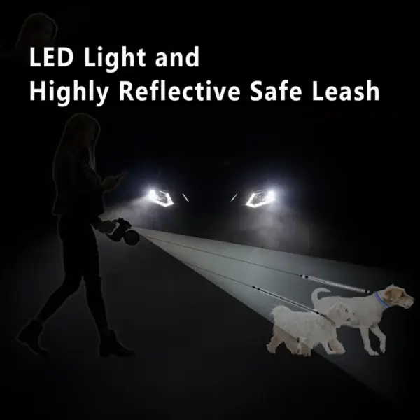 Retractable Dual Doggie Leash with LED Light, 360 Swivel No Tangle for Each Dog Independent Braking with 3M Reflective Leads - Image 13