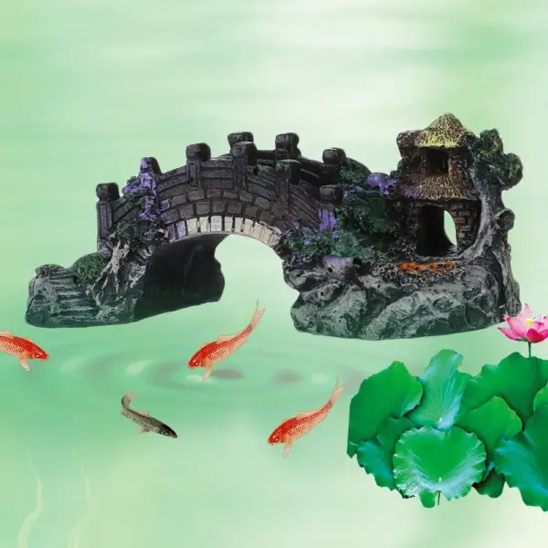 Aquarium Zubehör Laube Baum Pflanze gefälschte Landschafts bau Aquarium Ornament künstliche Brücke Steingarten Harz Aquarium Ornamente - Image 8