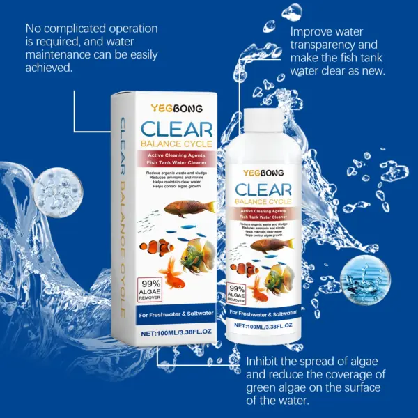 Aquarium clarifier; clean aquarium stains and sludge, clear water control algal growth - Image 14