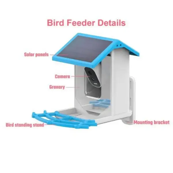 Smart Bird Feeder with Camera 1080P HD Camera Solar Panel Low Power Night Vision IPX6 Waterproof 4G or WIFI Connect - Image 6