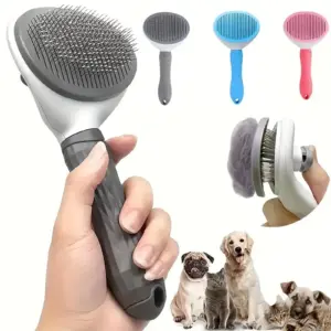 Dog brush, cat brush, self-cleaning pet brush for combing long and short hair dogs, cats, rabbits, etc. to remove loose hair