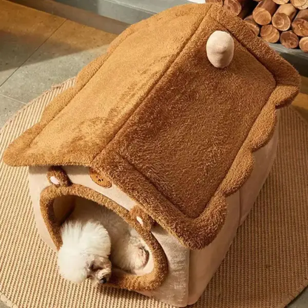 Verdicktes Haustier warmes Haus Katze und Hundehütte Winter warm universell für alle Jahreszeiten abnehmbar und wasch bar niedlich neu bequem - Image 14