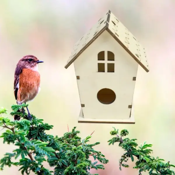 Natural Wooden Bird House Nest for Creative DIY Handmade Crafts Decorative Simulated Box for Bluebird Finch Wren Chickadee - Image 3