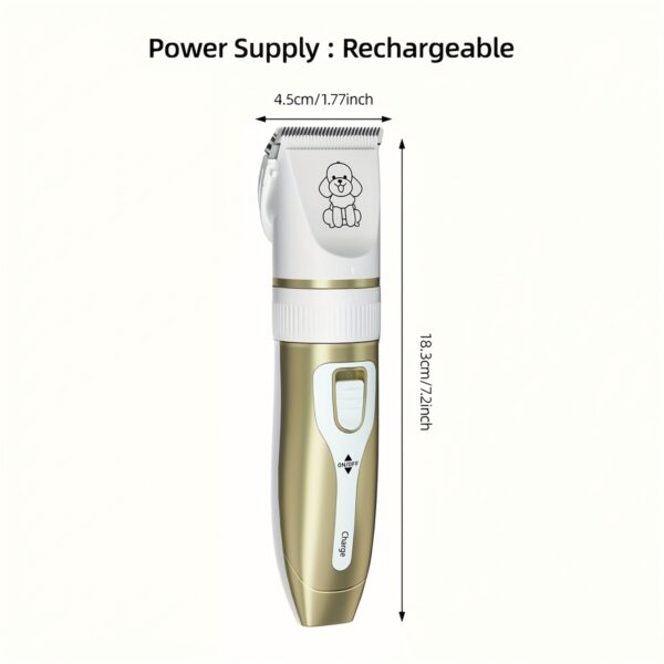 Professional Pet Grooming Kit - USB Rechargeable Electric Clippers & Brush Set with Ceramic Blades for Dogs & Cats, Includes 6mm & 12mm Combs - Ideal for Small to Medium Breeds, Dog Grooming - Image 4
