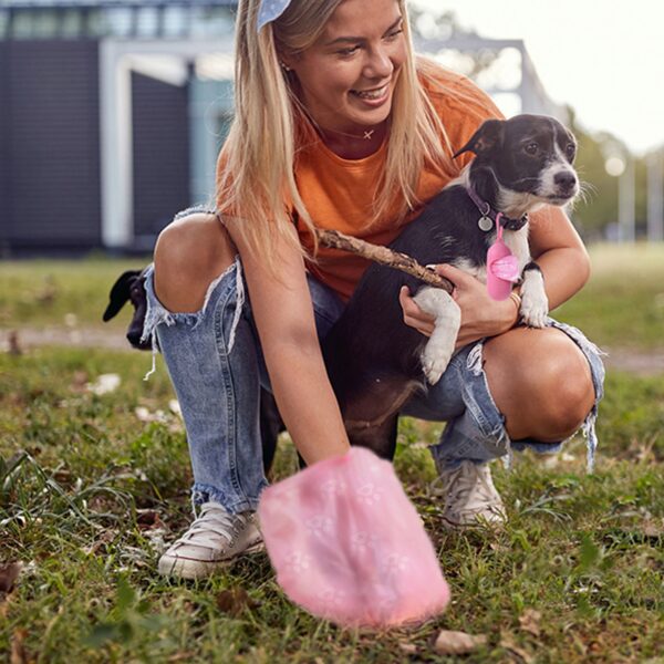 300-Count Lavender-Scented Polyethylene Dog Waste Bags with Leak-Proof Design, Pink Pet Poop Bag Dispenser, Ideal for Dog Walking & Cat Litter Cleanup - Image 3