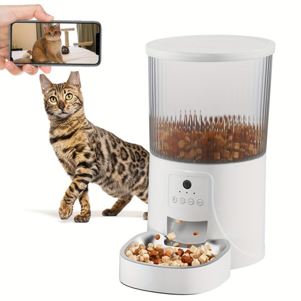 Intelligent Automatic Cat Feeder, 4 Liter Timed Cat Dry Food Dispenser, Timed Dosing, Anti Clogging, Automatic Pet Feeder for Cats and Dogs, Automatic Cat and Dog Feeder, Ideal Gift for Cat Owners - Image 3