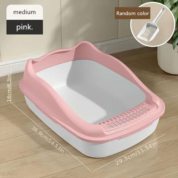 1pc Cat Litter Box, Oversized Semi Enclosed Cat Toilet, Anti Sand Small Kitten Litter Box - Image 5
