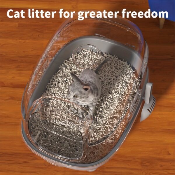 1pc Large Capacity Cat Litter Box, Anti-Splash Fully Enclosed Top-Entry, Odor Isolated, Dual Use, Foldable Design, Spacious For Cats Up To 40lbs/18kg - Image 8