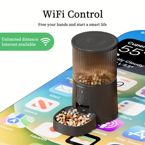 Intelligent Automatic Cat Feeder, 4 Liter Timed Cat Dry Food Dispenser, Timed Dosing, Anti Clogging, Automatic Pet Feeder for Cats and Dogs, Automatic Cat and Dog Feeder, Ideal Gift for Cat Owners - Image 7