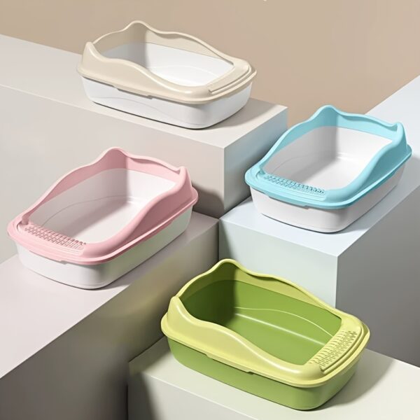 1pc Cat Litter Box, Oversized Semi Enclosed Cat Toilet, Anti Sand Small Kitten Litter Box - Image 10