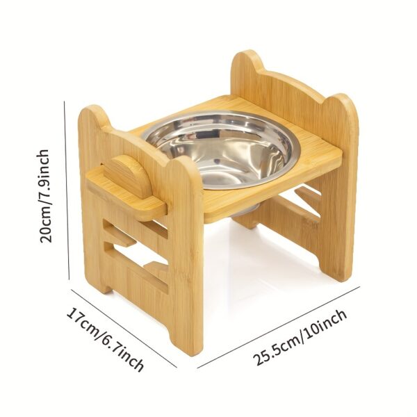 [2-Bowl Elevated Adjustable Dog Feeder] Elevated Adjustable Height Wooden Dog Feeder Stand with 2 Stainless Steel Bowls, Raised Dog Food And Water Bowls Stand for Neck Protection - Image 6