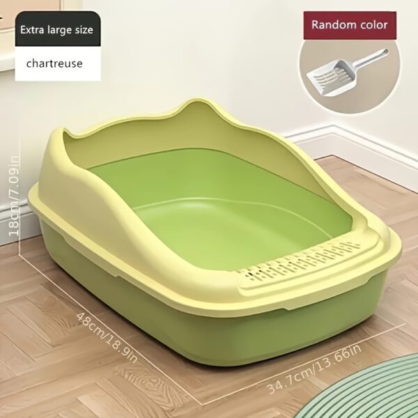 1pc Cat Litter Box, Oversized Semi Enclosed Cat Toilet, Anti Sand Small Kitten Litter Box - Image 17