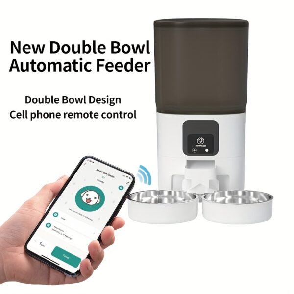 7L Large Capacity PAPIFEED Intelligent Automatic Pet Feeder - WiFi Enabled, Timing Dosing, Double Bowl Design for Cats and Dogs - Convenient, Stress-Free Pet Care Solution - Image 2