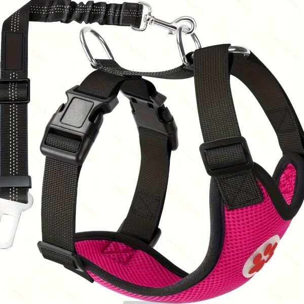 Adjustable Dog Car Harness Seat Belt Set, Pet Vest Harness For Car With Strap - Image 13