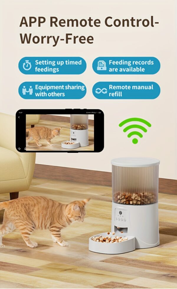 Intelligent Automatic Cat Feeder, 4 Liter Timed Cat Dry Food Dispenser, Timed Dosing, Anti Clogging, Automatic Pet Feeder for Cats and Dogs, Automatic Cat and Dog Feeder, Ideal Gift for Cat Owners - Image 12